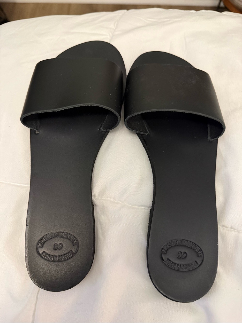 Handmade Leather Slides from Greece